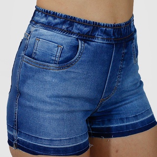 Shorts Jeans Imporium Feminino Cós Alto Cintura Alta de Elastico