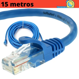 Cabo de rede internet Montado rj45 azul Montado 15 metros