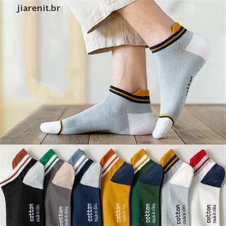 【JJ】 Man Short Socks Fashion Breathable Stripe Funny Casual Street Style Ankle Socks .