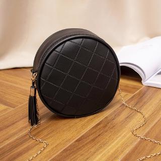 Pure color pu women's small round bag