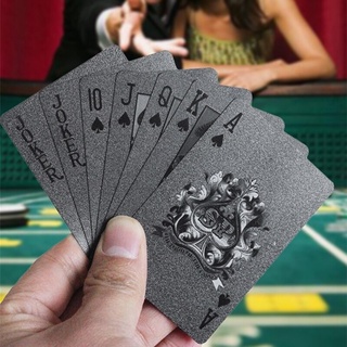 Baralho a Prova de Água Preto Dourado Poker Truco Cartas Jogos (2)