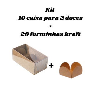 Caixa para 2 doces + forminhas - Kraft (1)