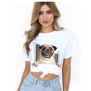 Camiseta camisa blusa feminina seu pet cão cachorro dog pug 3D