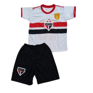 Camisa Camiseta Conjunto Infantil SÃO PAULO Vermelho Listrado, Branco PROMOÇÃO IMPERDÍVEL envio imediato + FRETE GRATIS camisa+short 21-22. (4)