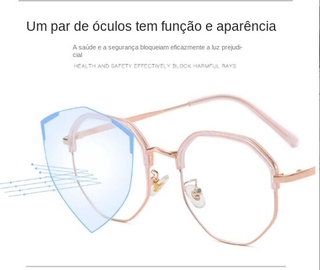 Óculos Rede de vermelha Óculos femininos de proteção contra radiação azul, poligonal ultraleve armação de óculos para alunos magros (4)