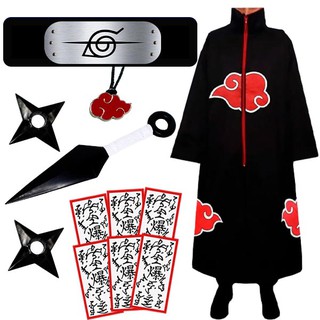 Cosplay Manto Akatsuki Itachi Completo Novo Kit Naruto Kunai