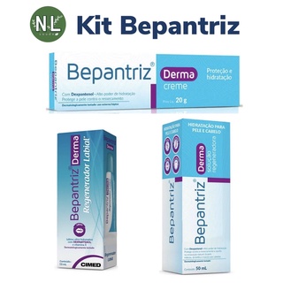 Kit Bepantriz 1 Derma Creme 1 Regenerador Labial 1 Hidratação Pele e Cabelo