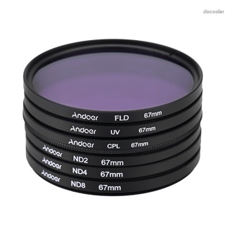 Filtro De Fotografia Andoer 67mm Uv + Cpl + Fld + Nd (Nd2 / Nd4 / Nd8) Para Kit De Filtro De Fotografia Ultravioleta / Filtro De Densidade Circular Para Dslrs (8)