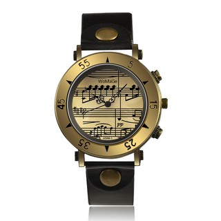 Relógio De Pulso Masculino De Quartzo Com Pulseira De Couro Original Com Estampa De Música | Men Unique Leather Strap Music Score Pattern Quartz Watch Fashion Wrist Watches