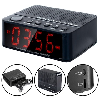 Rádio Relógio Digital Fm Bluetooth Preto Despertador Le-674