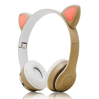 Fone Orelha De Gatinho Sem Fio Com Microfone Iluminação Led Rgb Bluetooth Cat Ear Headphone Original