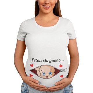 Camiseta Gestante Estou Chegando Papai Chá De Bebê Grávida (1)