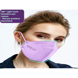 Mascara kn95 3D Boca De Peixe Adulto Lisa Facial 5 Camadas N95 Pff2 Proteção Respiratoria Sem Válvula (4)