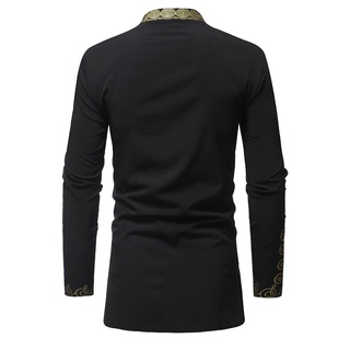 Men's Autumn Winter Luxury African Print Long Sleeve Dashiki Shirt Top Blouse (4)