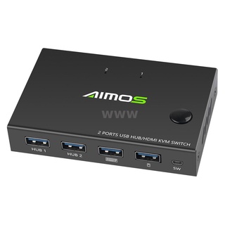 AIMOS AM-KVM201CC 2-Port HDMI KVM Switch Support 4K*2K@30Hz HDMI KVM Switcher Keyboard Mouse USB