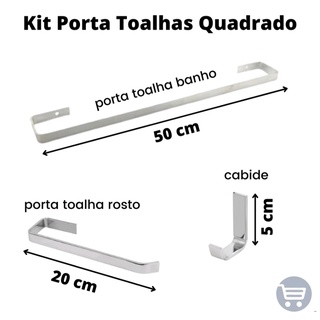 Kit Porta Toalhas Quadrado- Inox Alumínio (Quadrus)