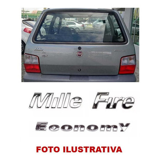 Kit Emblemas Uno Mille Fire Economy Cromado Fiat