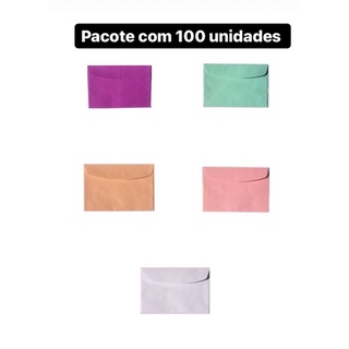 100 Mini Envelope para convite individual colorido