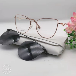Óculos Armação De Grau Feminino gatinho Clipon 2 Em 1 Código 22133