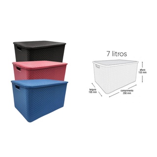 OFERTA Cesto Caixa Organizadora Rattan Preta e coloridas caixas de 7 litros (1)
