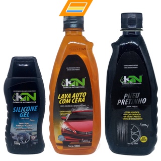 Kit Limpeza Automotiva Essenciais 1 Shampoo Automotivo + 1 Silicone para Carro + 1 Pretinho Limpa Pneu