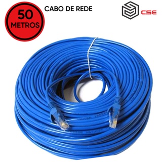 Cabo De Rede Internet Lan Utp Cat5 Montado - 50 Metros Azul