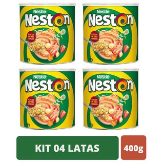 Kit 04 Latas Neston Cereal Vitamina Infantil Flocos 3 Neslté 400g (2)