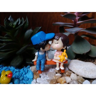 Miniatura casal banco amor beijo - para decoração, enfeite de terrário, mini jardim, artesanato, brinquedo