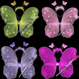 Asa de borboleta com conjunto de Varinha e tiara para Festa e Fantasia! cores:branco,roxo,amarelo,azul,vermelho,rosa e lilás