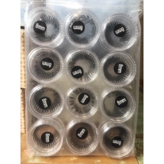 kit de cílios tufinho com 12 potinhos de tamanhos 8mm