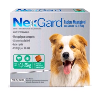 Remedio anti-pulgas e carrapatos para cachorro de 10 a 25 kg