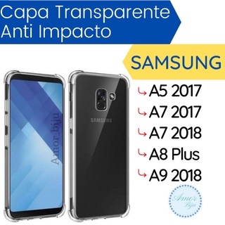 Capa Transparente Anti Impacto Samsung Galaxy A5 2017 / A7 2017 / A7 2019 / A8 Plus / A9 2018 Capinha Case Antiqueda (CF09)