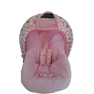 Capa para Bebe Conforto com Capota e Protetor de cinto Floral rosa