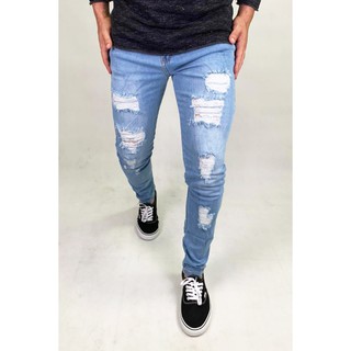 Calça Jeans Masculina Rasgada Premium Skinny Elastano Lycra Promoção