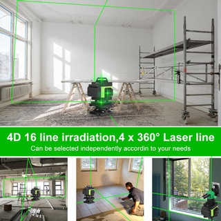 16 Linha Laser De Luz Verde Nível 360 ° Medição De/Horizontal/Digital/Vertical/Profissional/Rotativo (3)