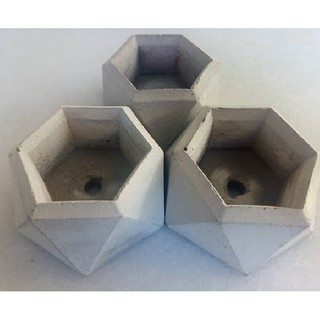 Kit 3 mini vaso cachepot geométrico cimento P/ suculenta e lembrancinha (1)