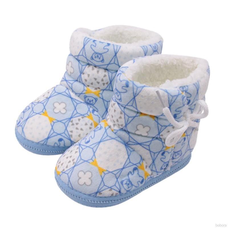 BOBORA Sapatos De Algodão Para Bebê Recém-Nascido Estampa Lateral Com Laço (3)