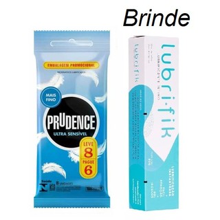 Preservativo Camisinha Prudence Ultra Sensivel Pague 6 Leve8 + Lubrificante 50 gramas (1)