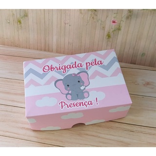 Caixa 6 doces Lembrança Maternidade Nascimento Elefantinho Rosa