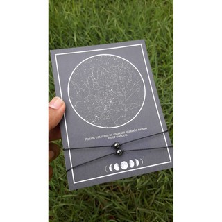Conjunto de Pulseira Magnética com Mapa das Estrelas; pulseira pedra turquesa branca com Mapa das Estrelas - Regulável (6)