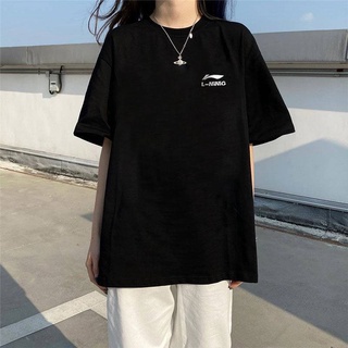 Top folgado de algodão feminino de mangas curtas plus tamanho médio camiseta preta versão coreana