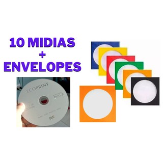 10 unidades de Mídia Virgem DVD-R Nos Envelopes Grava Jogo Ps2