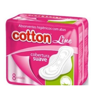 Absorventes Femininos Cotton Line - Com Abas - Suave - 8Un ENVIO IMEDIATO