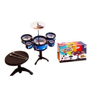 Bateria Infantil com 3 e 5 tambores + banquinho Jazz Drum
