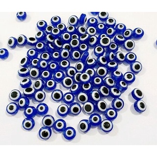 Miçanga Olho Grego Azul - Achatado 8mm 100 Peças / Bijuteria