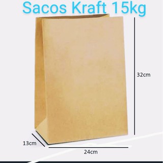 Embalagem Saco Kraft Delivery grande para 15kg com 100und