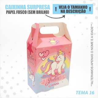 Kit Com 10 Caixinha Surpresa Personalizada Unicornio Aniversario Lembrancinha Infantil