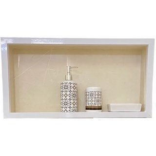 Nicho Porcelanato Banheiro Embutir Box Porta Shampoo - Toalha Borda de Alumínio Branco Polido (4)
