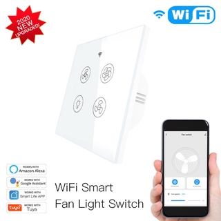 Wifi + Rf433 Inteligente Ventilador De Teto Interruptor De Luz 2 / 3 Controle De Forma Inteligente Vida / Tuya App Trabalho Com Alexa Inicial Do Google (6)