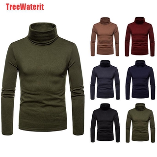 TreeWaterit Men Long Sleeve Thermal Cotton High Collar Skivvy Turtle Neck Sweater Winter